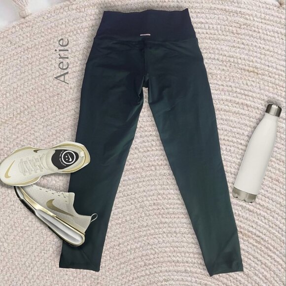 Aerie- Chill Play Move High Waisted Moto Ribbed Mesh Ankle Legging - Picture 2 of 10